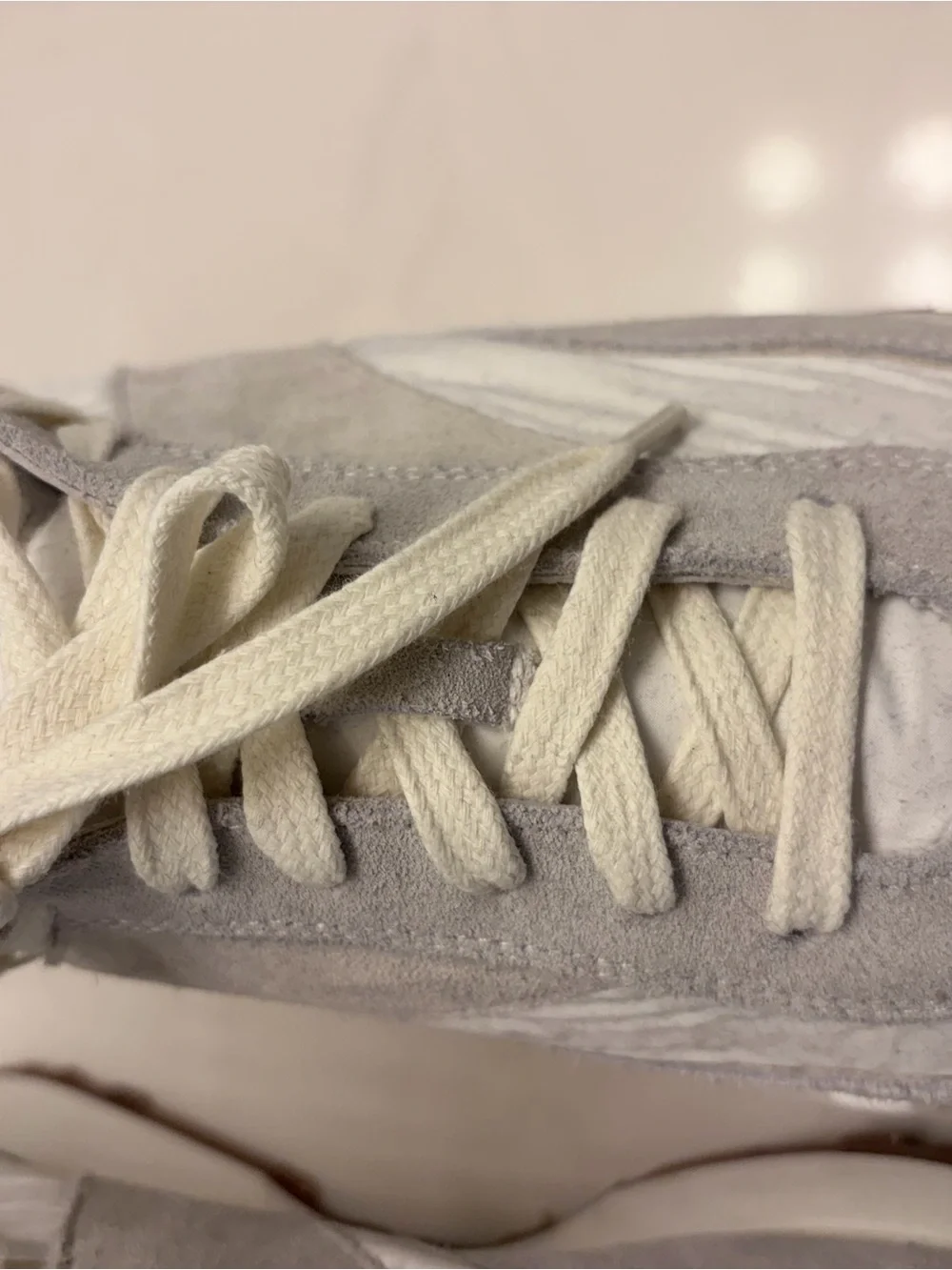 Rhude Men’s Light Gray & Cream Suede Nylon Sneakers
